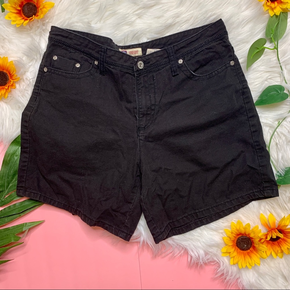 SOLD- Denim Mid Rise Mom Shorts